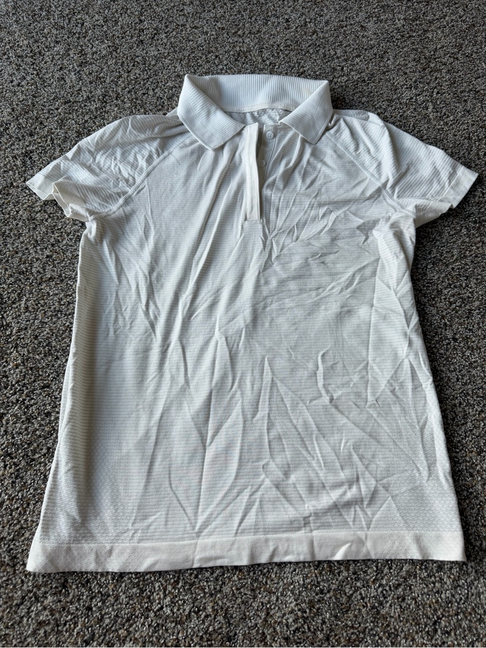 Lululemon Swiftly Tech Short Sleeve Polo Size 8 White Seamless Golf Tennis Top